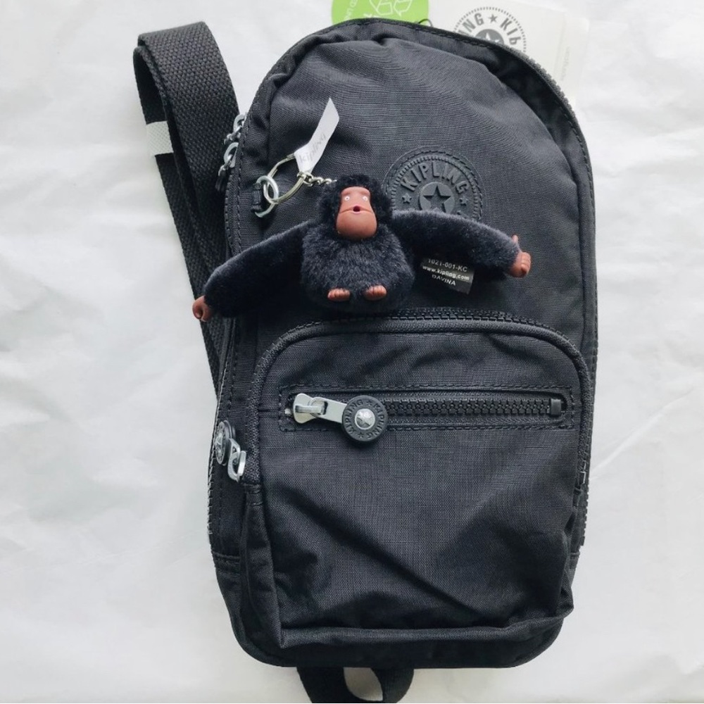 Kipling Black Crossbody Bag with Monkey Keychain